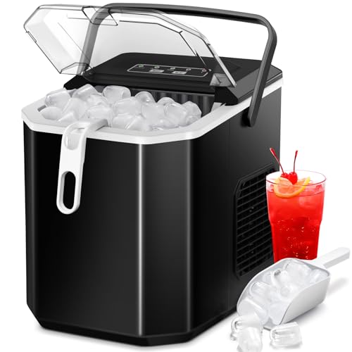 ZAFRO Countertop Portable Ice Maker with Self-Cleaning, 26Lbs/24Hrs, 9  Cubes Ready in 8 Mins, Compact, One-Click Operation with Ice Scoop/Basket  for